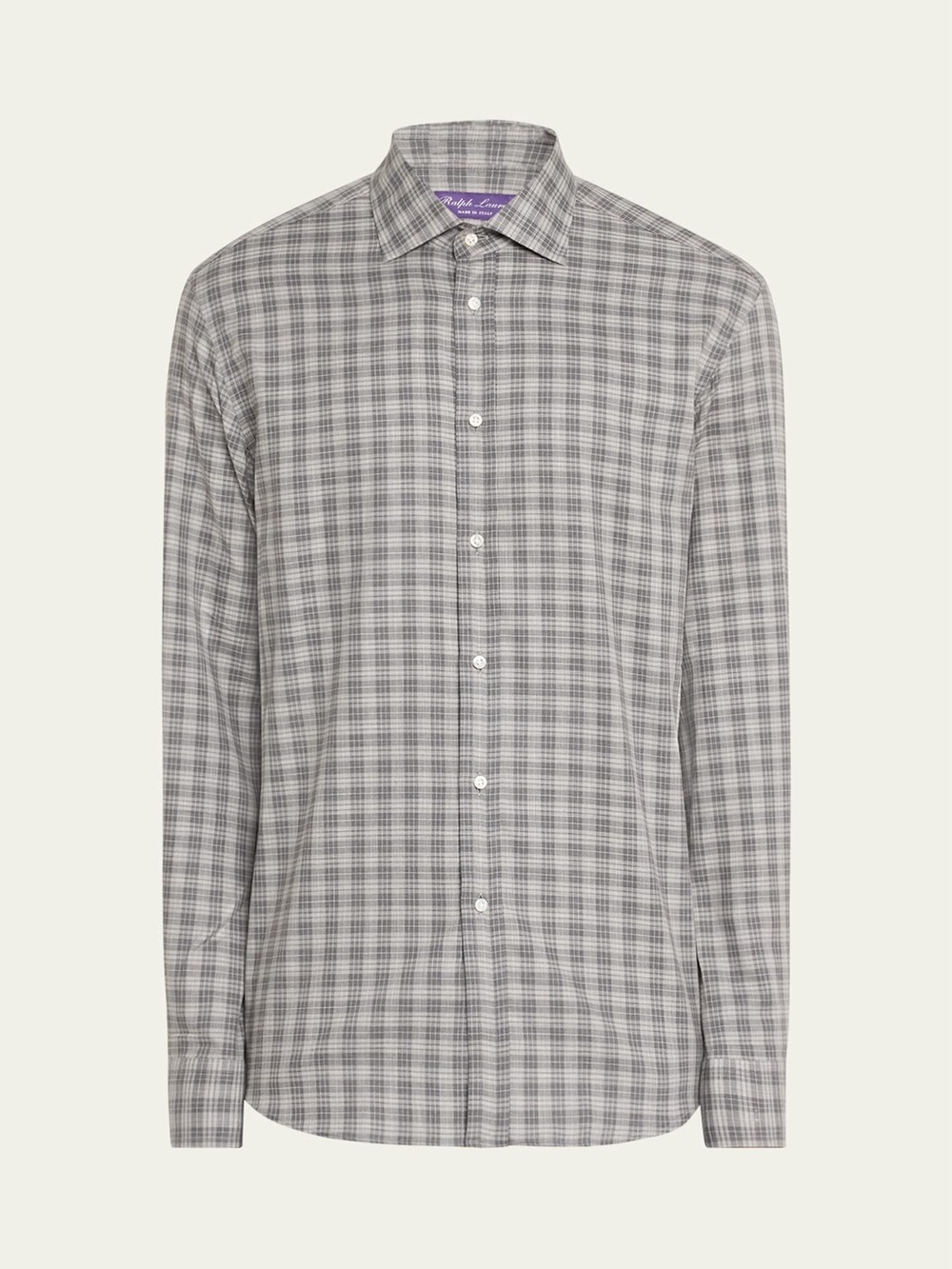 RALPH LAUREN PURPLE LABEL grey plaid lightweight button down / size L